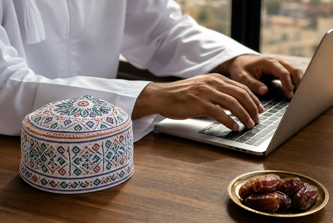 مساحة عمل تاجر عُماني تستخدم لوحة تحكم بسطة