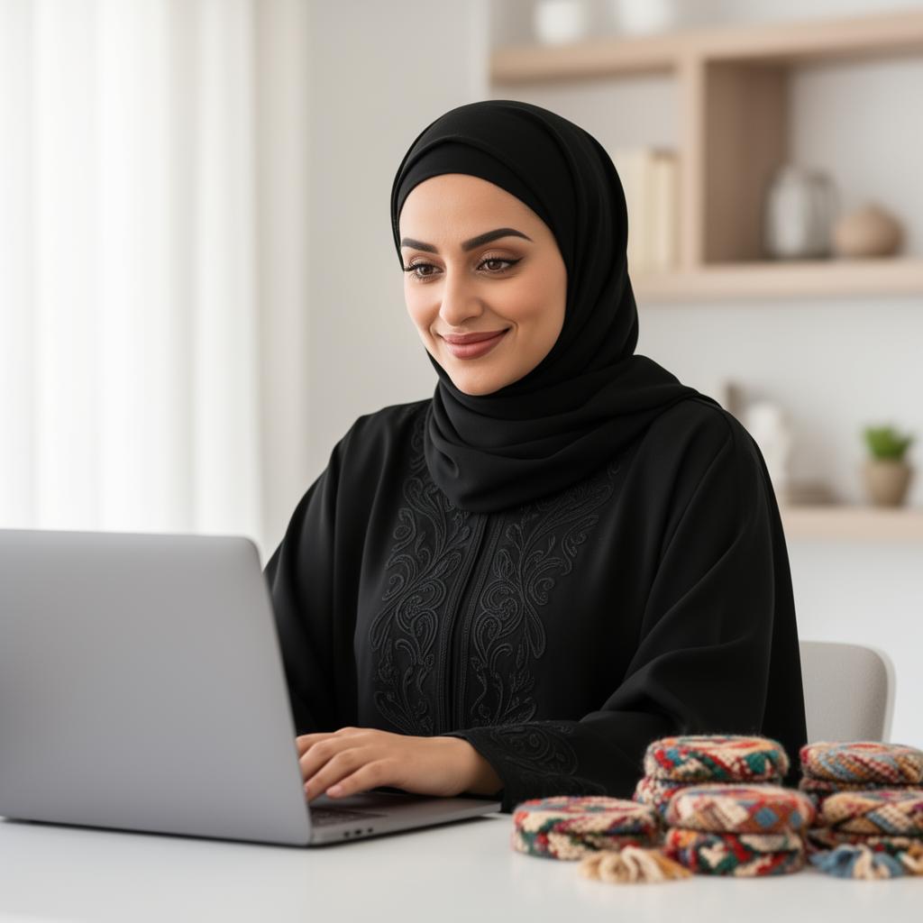 رائدة أعمال عُمانية تدير متجرها من المنزل